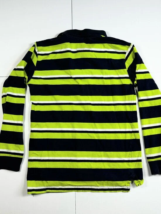 Faded Glory Boy’s Long Sleeve Striped Navy Blue/Green Polo Shirt Size XL (14-16) - Picture 3 of 11
